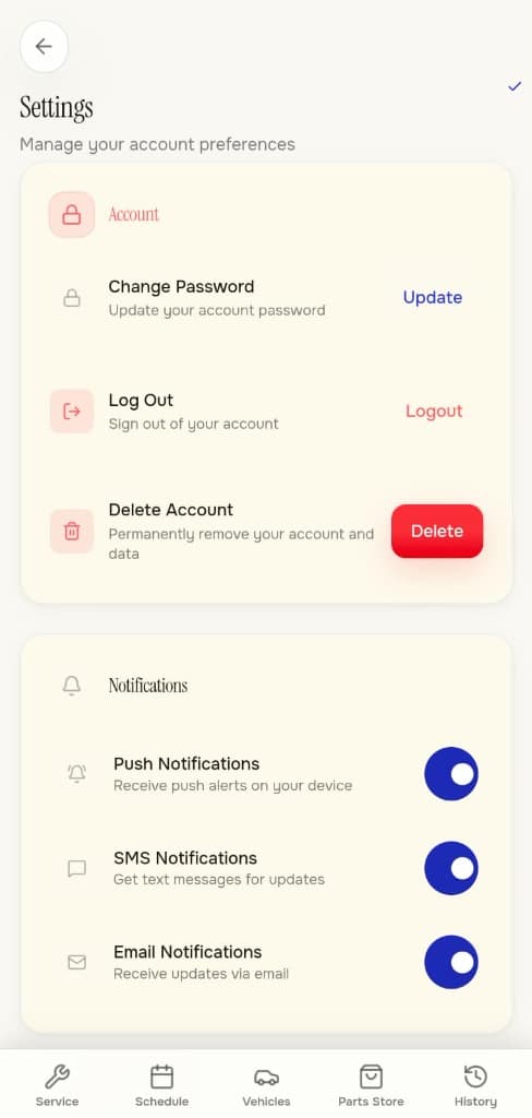 Settings Screen